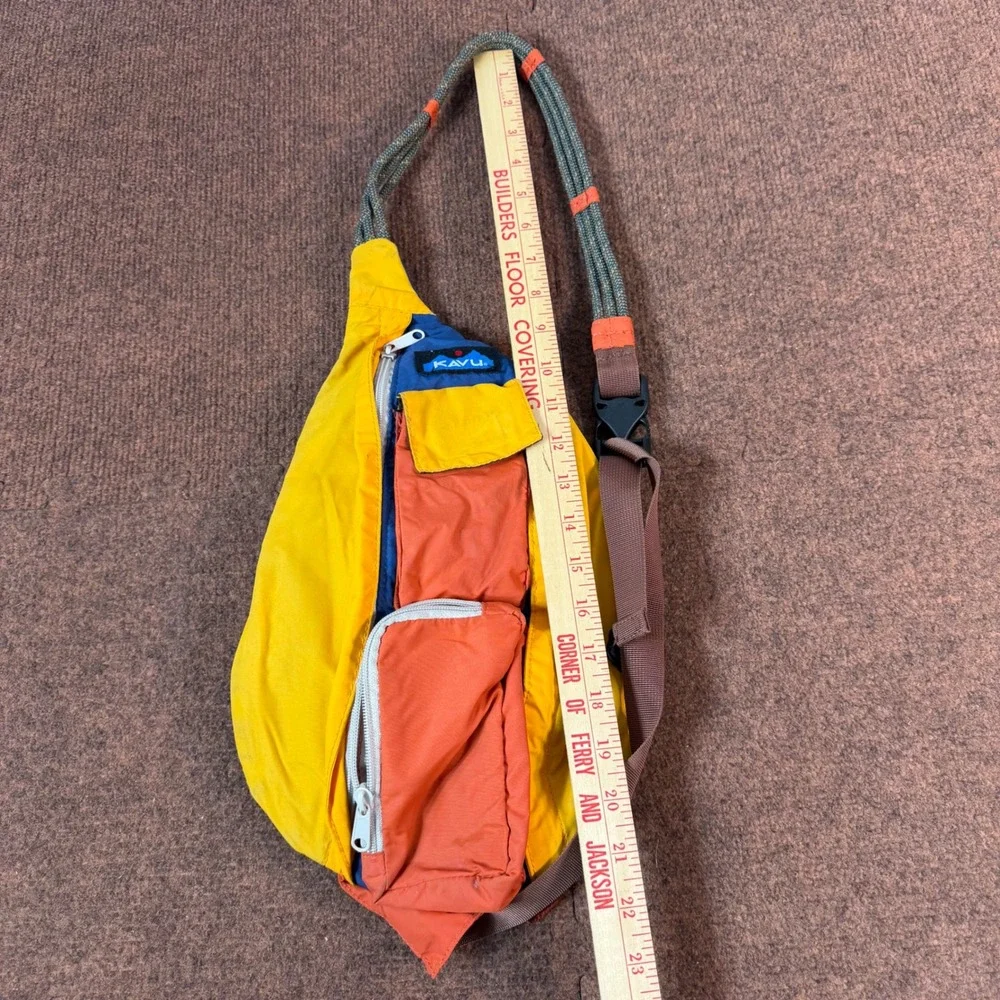 Kavu Rope Bag Sling Backpack Colorblock Yellow Orange Blue Crossbody Hiking Bag